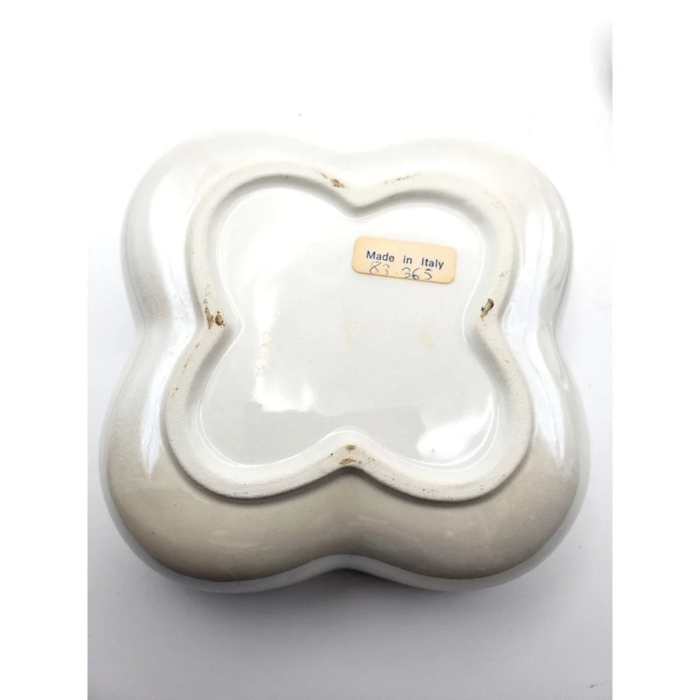 Vintage Italy Faceted Crystal Applied Flowers Opalescent Trinket Jewelry Box